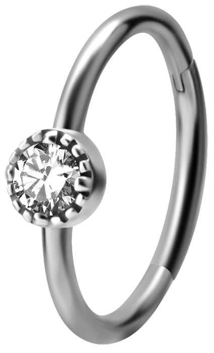 SS 316 HINGED RING SET W. ZIRCONIA 1,2x12mm WH