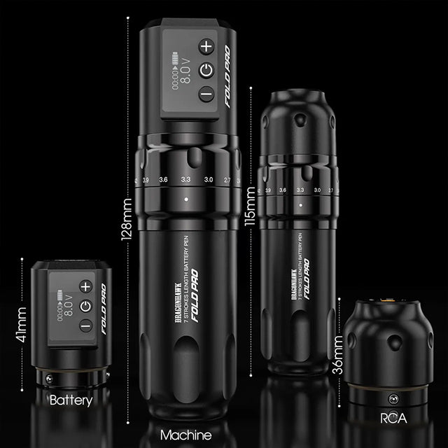 Dragonhawk Mast Fold Pro Wireless Tattoo Pen - Black