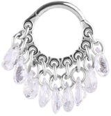 SS 316 HINGED RING WITH PEAR SHAPE STONE DANGLES 1,2x8mm WH