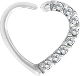 SS 316 ANNEALED HEART RING PAVE SET W. ZIRCONIA (LEFT)