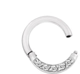 SS 316 HINGED RING SET W. ZIRCONIA (FRONT FACING)