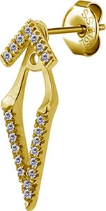 GD 316 V SHAPE EAR STUDS W. EAR JACKET SET (PAIR) 0,8mm WH 