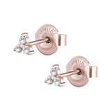 RG 316L TRINITY EARSTUDS SET W. CUBIC ZIRCONIA (PAIR) 0,8mm - 4mm - WH