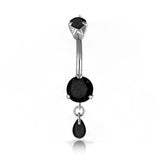 SS 316 MINI DOUBLE JEWEL BELLY BANANAS W/DANGLES 1,6x10mm model 01