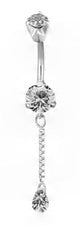 SS 316 MINI DOUBLE JEWEL BELLY BANANAS W/DANGLES 1,6x10mm model 03 