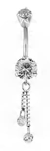 SS 316 MINI DOUBLE JEWEL BELLY BANANAS W/DANGLES 1,6x10mm model 04 