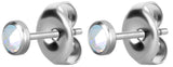 SS 316 FLAT JEWELLED DISC EAR STUDS (PAIR) 0,8mm
