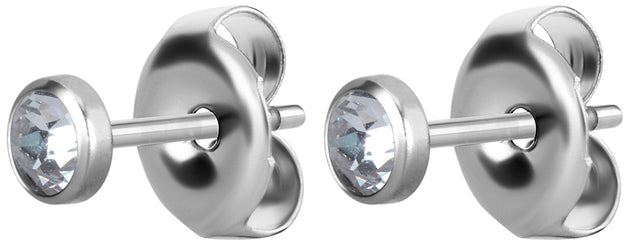 SS 316 FLAT JEWELLED DISC EAR STUDS (PAIR) 0,8mm