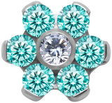 TT int FLOWER SET W/LAB CREATED GEMSTONE 1,2x4mm