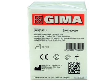 Compresse garza in TNT non sterili 4 veli - 7,5x7,5cm - 100pz