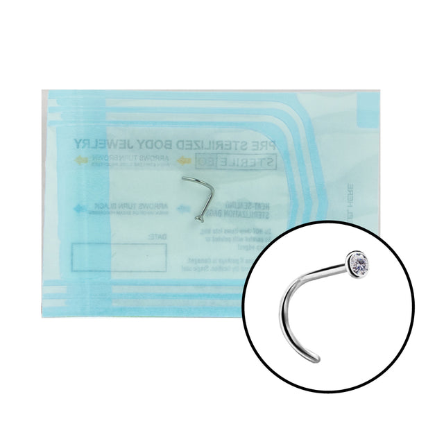 TT STERILE PREMIUM JEWEL NOSE STUDS, 0,8mm sfera 2.35mm WH