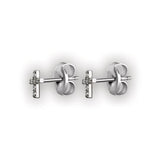 SS 316 CROSS STUD W/ MICROPAVE SETTING (PAIR) 0,8mm - WH