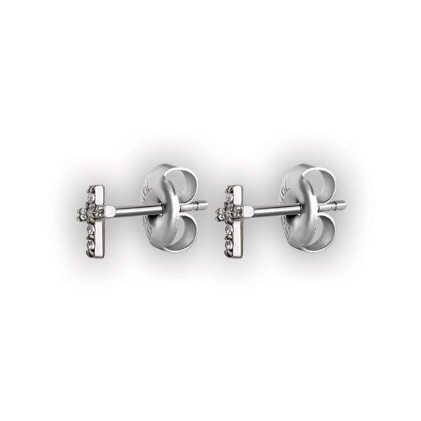 SS 316 CROSS STUD W/ MICROPAVE SETTING (PAIR) 0,8mm - WH