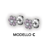 SS 316 FLOWER EAR STUDS W/ ZIRCONIA (PAIR) 0,8mm