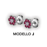 SS 316 FLOWER EAR STUDS W/ ZIRCONIA (PAIR) 0,8mm