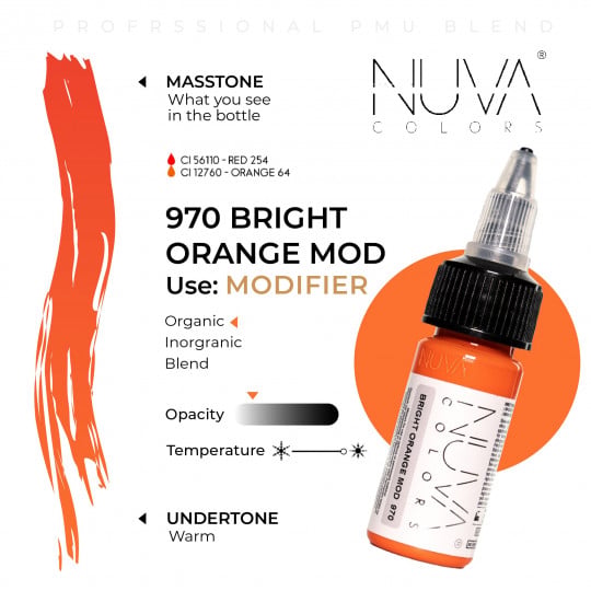 Nuva Colors PMU 15ml MODIFIER - 970 Bright Orange Mod