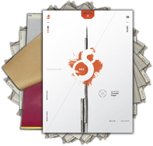S8 Red 100pcs - Carta Ectografica da Stampante Termica Rossa - A4 (21,6 x 27,9cm)
