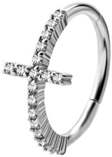 SS 316 HINGED RING SET W. ZIRCONIA (CROSS) 1,2x12mm WH