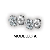 SS 316 FLOWER EAR STUDS W/ ZIRCONIA (PAIR) 0,8mm